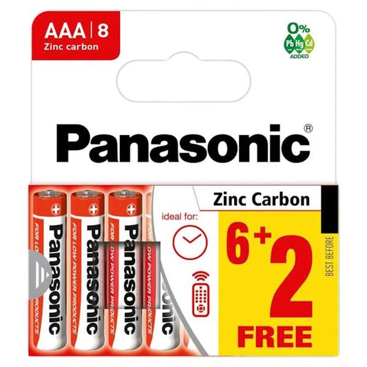 Panasonic Zinc Carbon Batteries AAA 8 Pack (Case of 20)