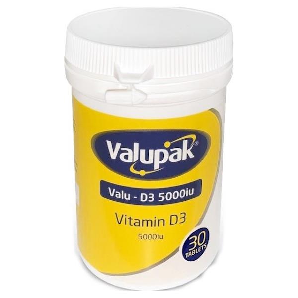 (LT) Valupak Vitamin D3 5000iu 30 Tablets (Case of 6)