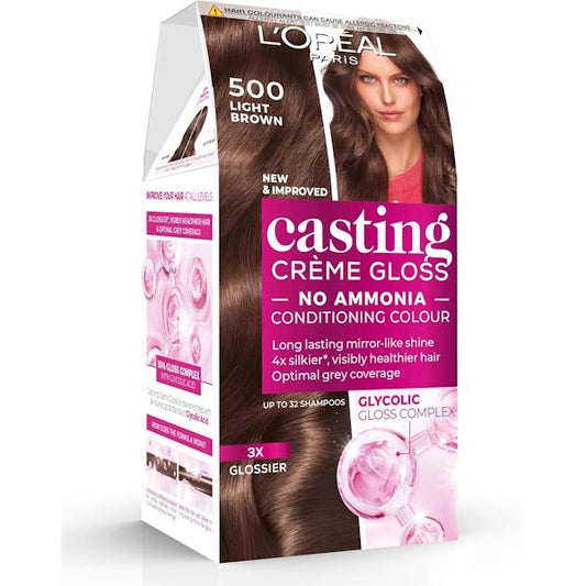 L'Oreal Casting Creme Gloss Semi-Permanent Hair Colour 500 Light Brown (Case of 3)
