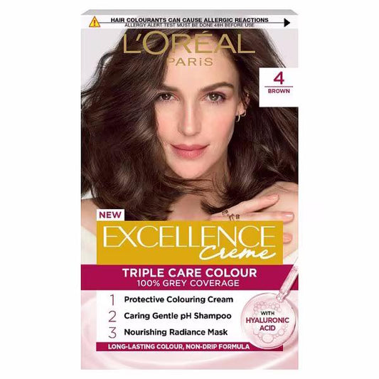 (LT) L'Oreal Excellence Creme Triple Care Colour 4 Brown (Case of 3)