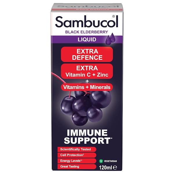 Sambucol Immune Support Liquid Extra Defence Black Elderberry 120ml (Case of 6)