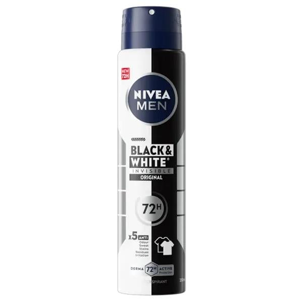Nivea Men Black & White Invisible Original Anti-Perspirant Spray 150ml (Case of 6)