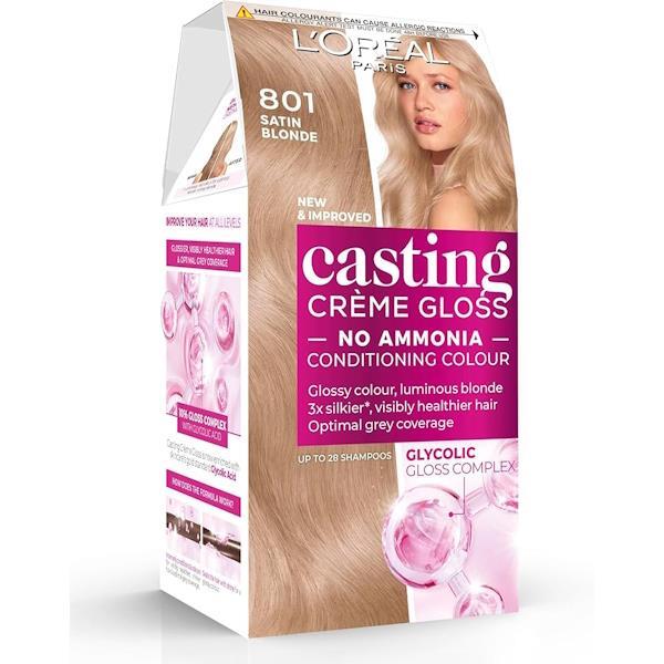 L'Oreal Casting Creme Gloss Semi-Permanent Hair Colour 801 Satin Blonde (Case of 3)