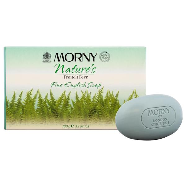 Morny Nature's French Fern Fine English Soap 3 x 100g Bars (Case of 6)