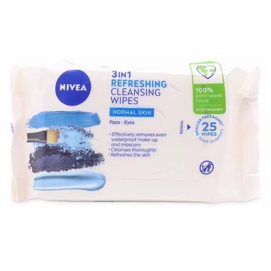 Nivea 3in1 Refreshing Cleansing Wipes 25 Wipes (Case of 6)