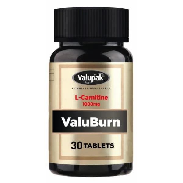(LT) Valupak ValuBurn L-Carnitine 1000mg 30 Tablets (Case of 6)