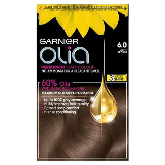 Garnier Olia Permanent Hair Colour 6.0 Light Brown (Case of 3)