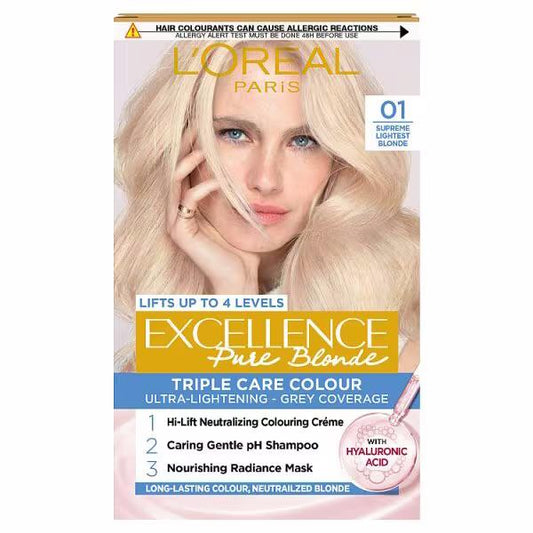 L'Oreal Excellence Pure Blonde Colour 01 Supreme Lightest Blonde (Case of 3)