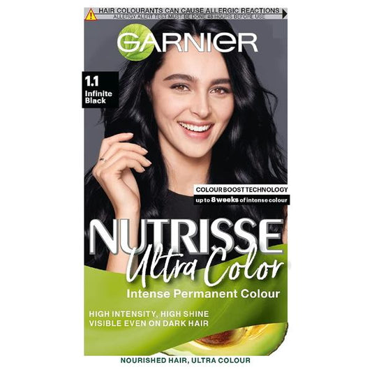 (LT) Garnier Nutrisse Ultra Color Permanent Colour 1.1 Infinate Black (Case of 3)