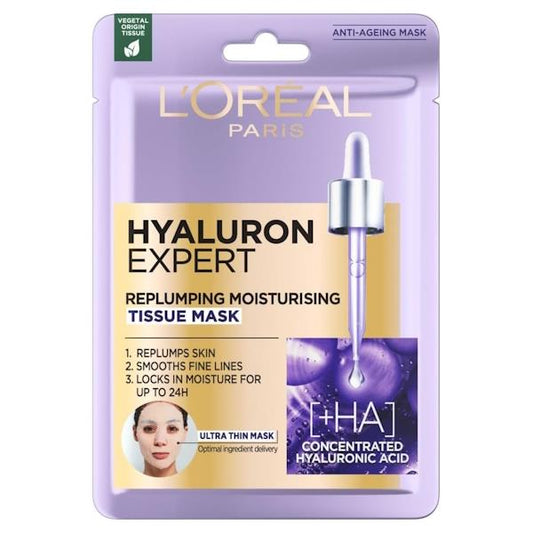 L'Oreal Hyaluron Expert Replumping Moisturising Tissue Mask (Case of 20)