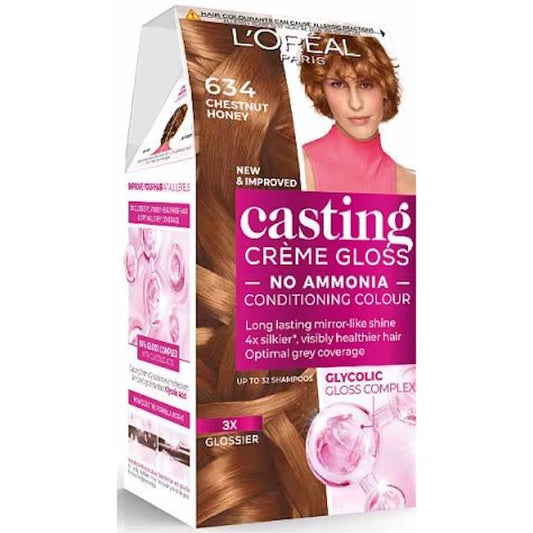 (LT) L'Oreal Casting Creme Gloss Semi-Permanent Hair Colour 634 Chestnut Honey (Case of 3)