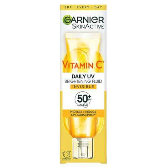 Garnier Skin Active Vitamin C Daily UV Brightening Fluid Invisible SPF50+ 40ml (Case of 6)