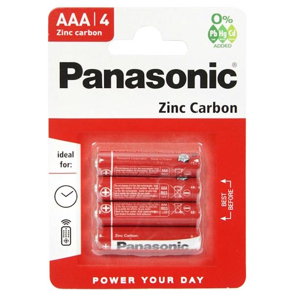Panasonic Zinc Carbon Batteries AAA 4 Pack