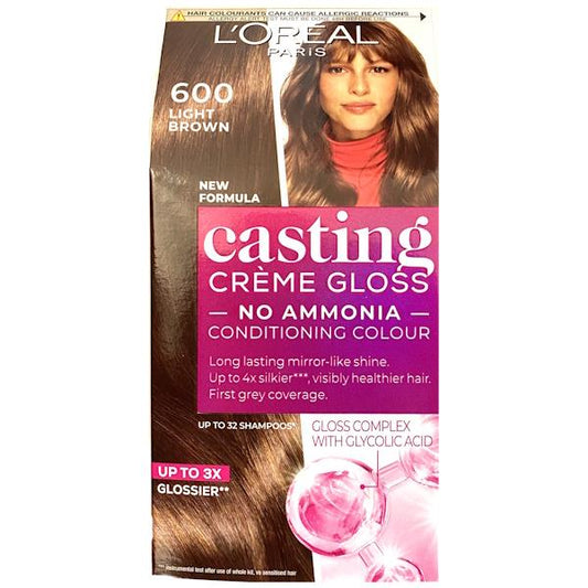L'Oreal Casting Creme Gloss Semi-Permanent Hair Colour 600 Light Brown (Case of 3)