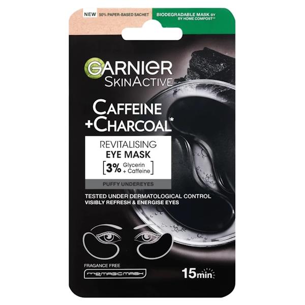Garnier Skin Active Caffeine + Charcoal Revitalising Eye Mask (Case of 20)