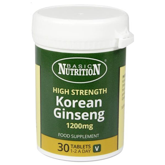 Basic Nutrition High Strength Korean Ginseng 1200mg 30 Tablets (Case of 6)