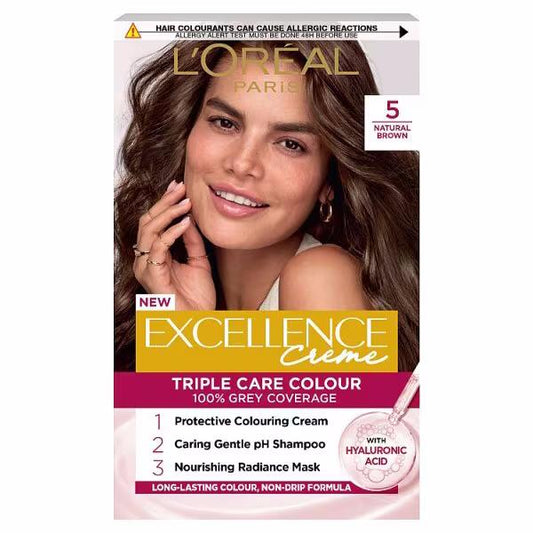 L'Oreal Excellence Creme Triple Care Colour 5 Natural Brown (Case of 3)