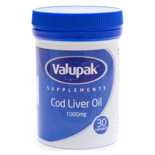 Valupak Supplements Cod Liver Oil 1000mg 30 Capsules (Case of 6)