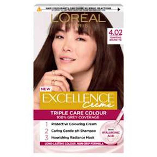 L'Oreal Excellence Creme Triple Care Colour 4.02 Tempting Brunette (Case of 3)