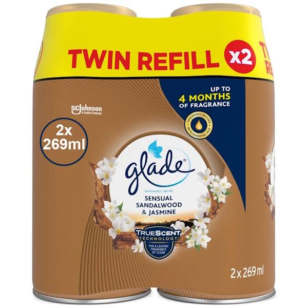 Glade Automatic Refill Sensual Sandalwood & Jasmine 2 x 269ml (Case of 4)