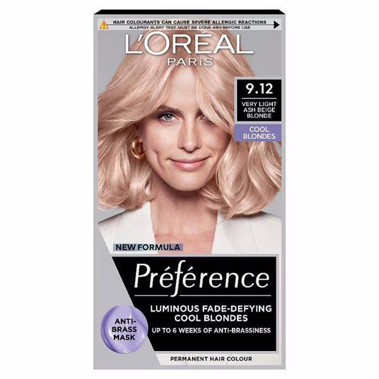 L'Oreal Preference Permanent Colour 9.12 Very Light Ash Beige Blonde (Case of 3)