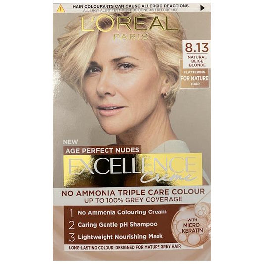 (LT) L'Oreal Excellence Creme Age Perfect Nudes 8.13 Natural Beige Blonde (Case of 3)