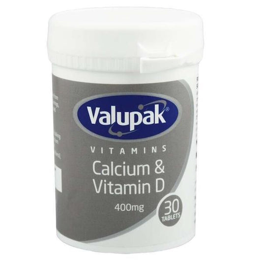 Valupak Vitamins Calcium & Vitamin D 400mg 30 Tablets (Case of 6)