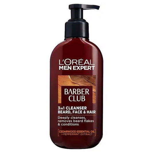 L'Oreal Men Expert Barber Club Beard + Face + Hair 3in1 Wash 200ml (Case of 6)