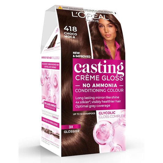 L'Oreal Casting Creme Gloss Semi-Permanent Hair Colour 418 Choco Mocha (Case of 3)