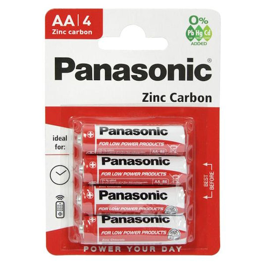 Panasonic Zinc Carbon Batteries AA 4 Pack (Case of 12)