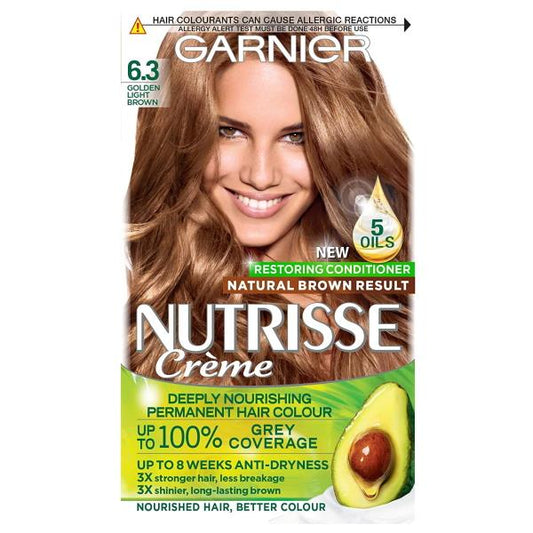 (LT) Garnier Nutrisse Creme Permanent Colour 6.3 Golden Light Brown (Case of 3)