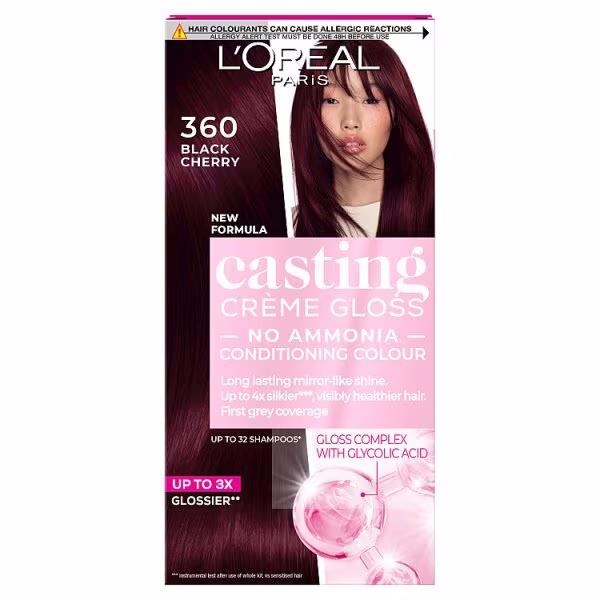 L'Oreal Casting Creme Gloss Semi-Permanent Hair Colour 360 Black Cherry (Case of 3)